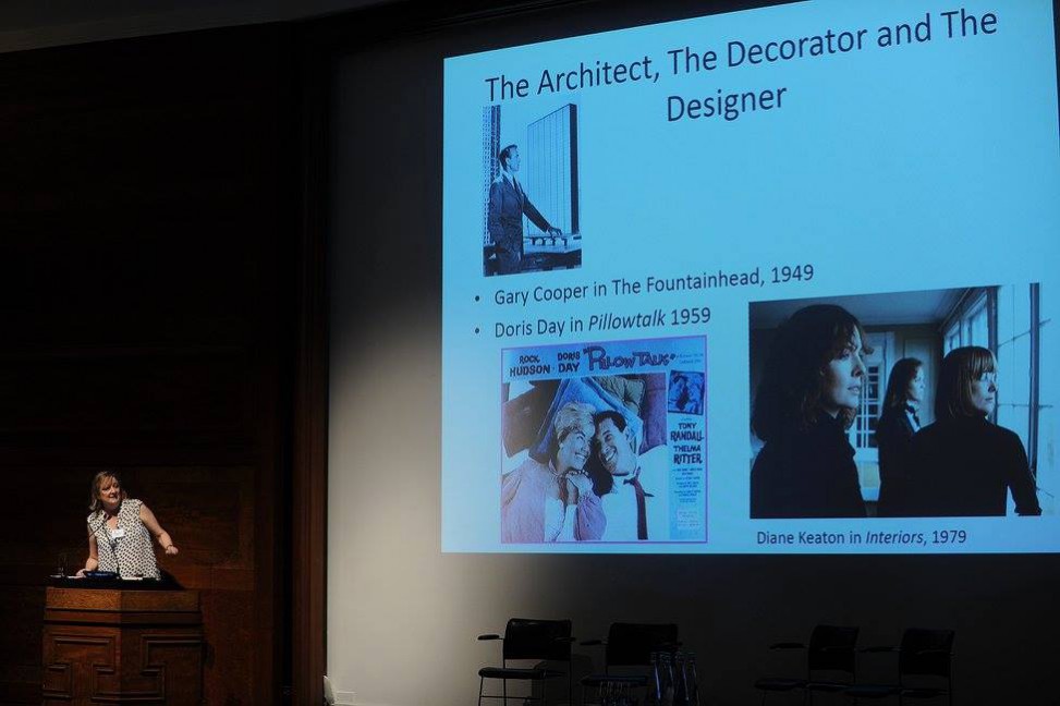 Professor Anne Massey presents her talk on stage on the topic on The Architect, the decorator and the designer talk at BIID's annual conference that celebrated BIID's 50th anniversary this year. 