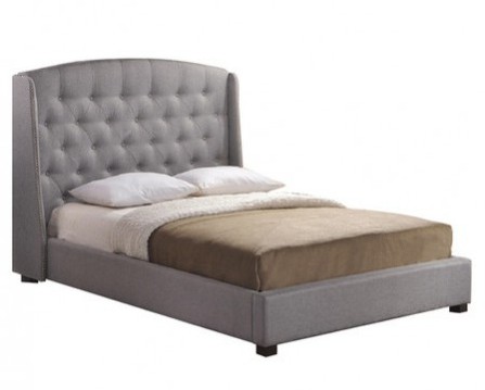 Signature Frances Upholstered Bed Frame in Grey by Joss and Main. Sex and the City 2 set design inspired interior design ideas