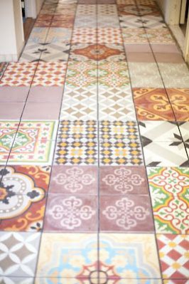 Hallway flooring ideas; FABULOS (2012) vintage tiles. Create you own striking hallway with mis-matched vintage tiles to recreate a Victorian Minton tiled floor.