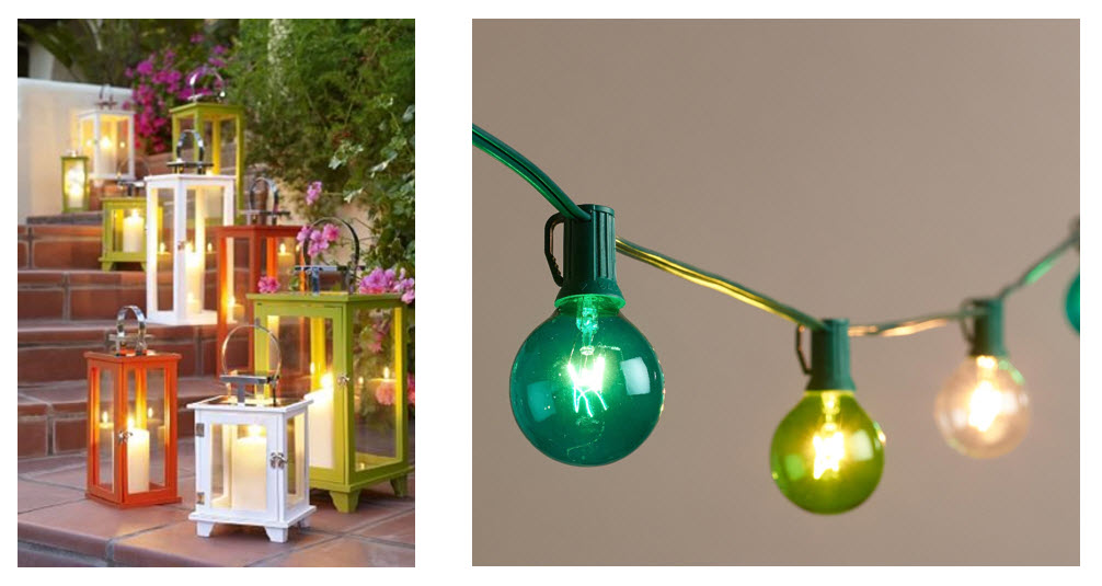 colourful outdoor lanterns and string lights