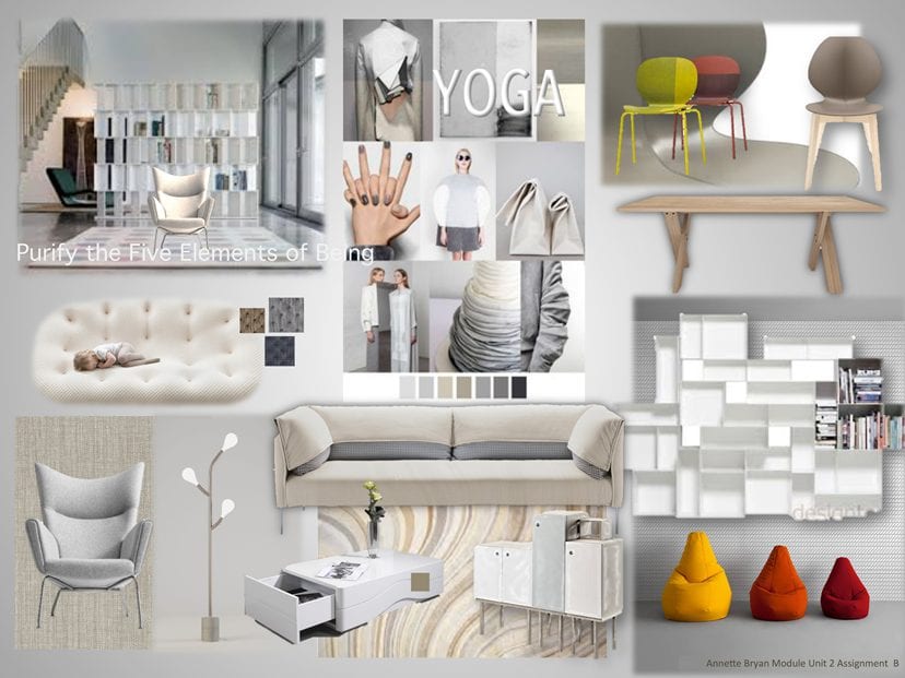 interior design board yoga theme