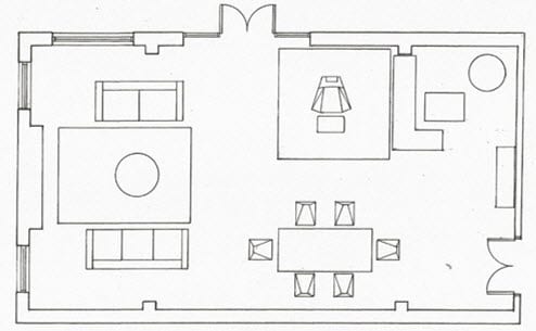 technical drawing floorplan for front room