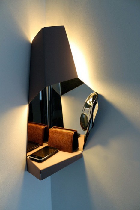 Digdigs hallway lamp that doubles up as storage ideas for small hallway spaces.