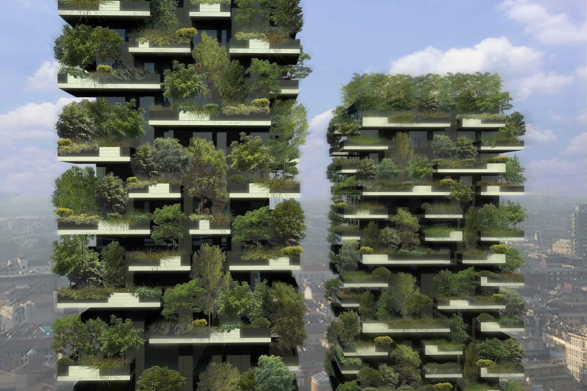 Bosco Verticale Vertical Forest two residential towers in Milan. By Stefano Boeri Architects.