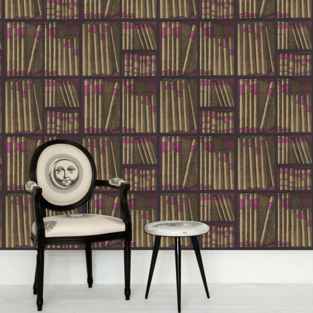 Antique inspired upcycling: Cole & son Fornasetti Collection Ex Libris wallaper 