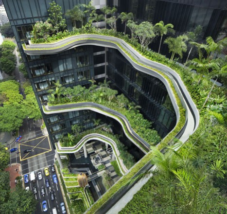 Garden balconies at the PARKROYAL on Pickering Street by WOHA Architects Singapore
