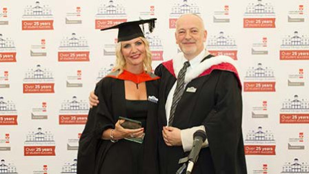 The National Design Academy Interior Design Class of 2015 Graduation Day. Our Director of Studies Anthony Rayworth with our student of the year Cheryl Brierley-Duff, BA (Hons) Interior Design for Outdoor Living.