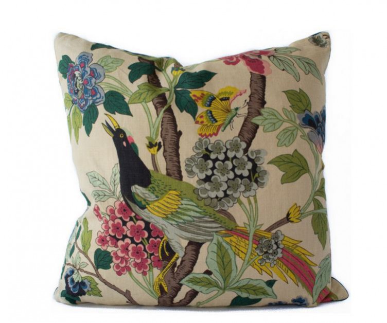 Sex and the City 2 set design inspired interior design trends. Hydrangea Bird cushion by Avosetta Home available on Houzz.