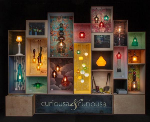 Curiousa & Curiousa Bespoke hand blown glass Lighting at Decorex International 2015. Stand J36