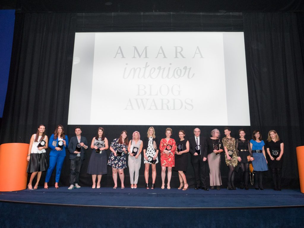 The winners with their trophies at this year's Amara Interior Blog Awards. Image courtesy of John Nassari