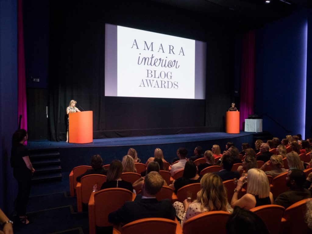 The Amara Interior Blog Awards took place in the glamorous Ham Yard Hotel theatre. We took our seats excited to hear who'd one in each category. Image courtesy of John Nassari