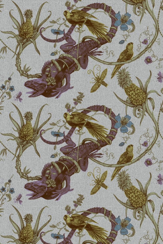 For National Wallpaper Week, National Design Academy Senior Tutor Vicky chose Iguana solid wallpaper by Timorous Beasties in grey as one of her favourite wallpaper designs.