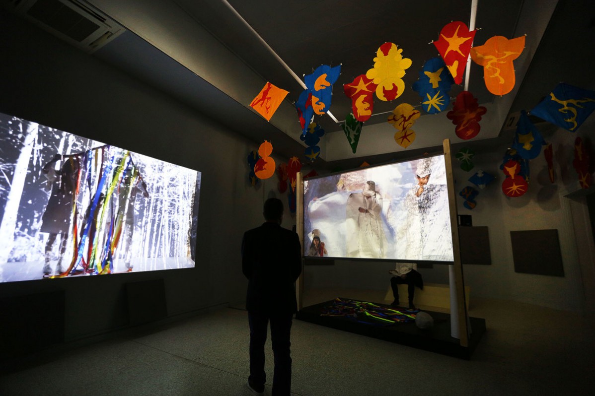 Theme of the Month: The Venice Biennale 2015. Joan Jonas’s installation at the U.S. Pavilion during the fifty-sixth Venice Biennale. PHOTO BY ALEX MAGUIRE/REX