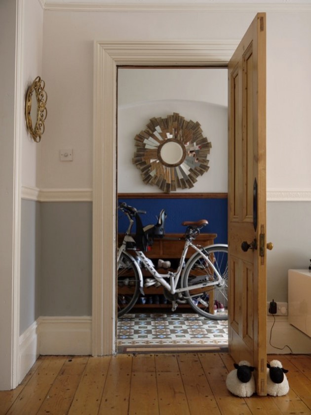 National Design Academy student Carolyn has successfully been shortlisted for the submission of her Welsh Victorian Townhouse Retrofit project within the student/graduate category. View of the entranceway and tiled flooring from the drawingroom. 