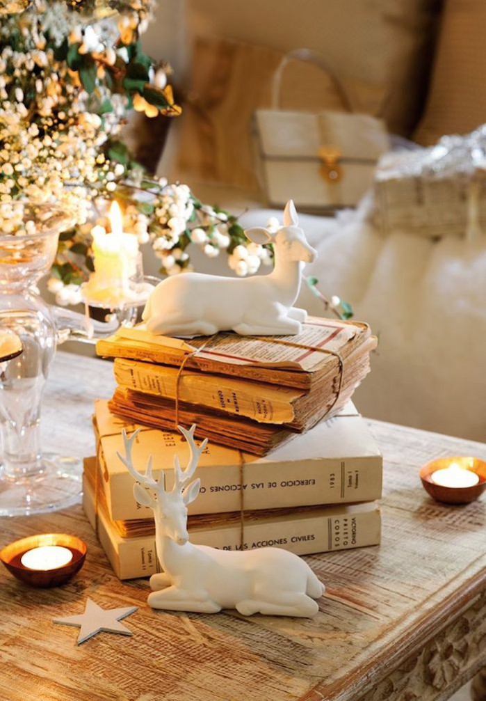 A touch of Christmas: A few well placed accessories can transform your usual decor. Image via: christmas-time http://dustjacket-attic.com/2014/12/interiors-a-touch-of-christmas.html/