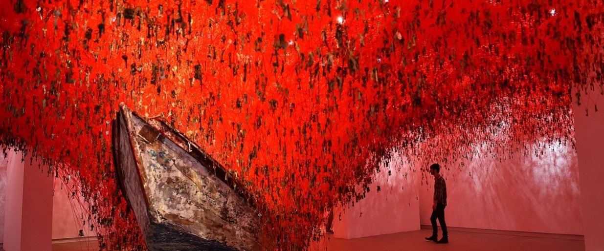 Theme of the Month: The Venice Biennale 2015 : Chiharu Shiota’s The Key in the Hand at the Japanese pavilion. Photograph: Gabriel Bouys/AFP/Getty Images