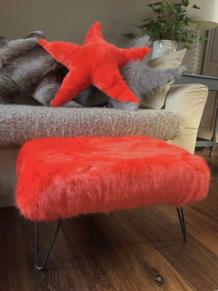 The NDA chat to Julia from Luxury Interior brand Suburban Salon. One of her new exclusive product designs: star cushions in Flame orange fur 