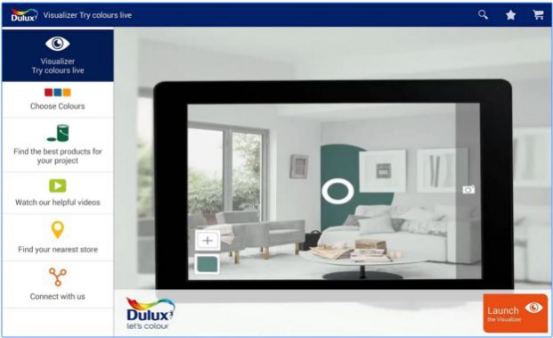 The Dulux visualizer app will custom match your colour inspiration to their nearest custom mixed colour from a selection of over 1200 colours. App screen view: image via Dulux.