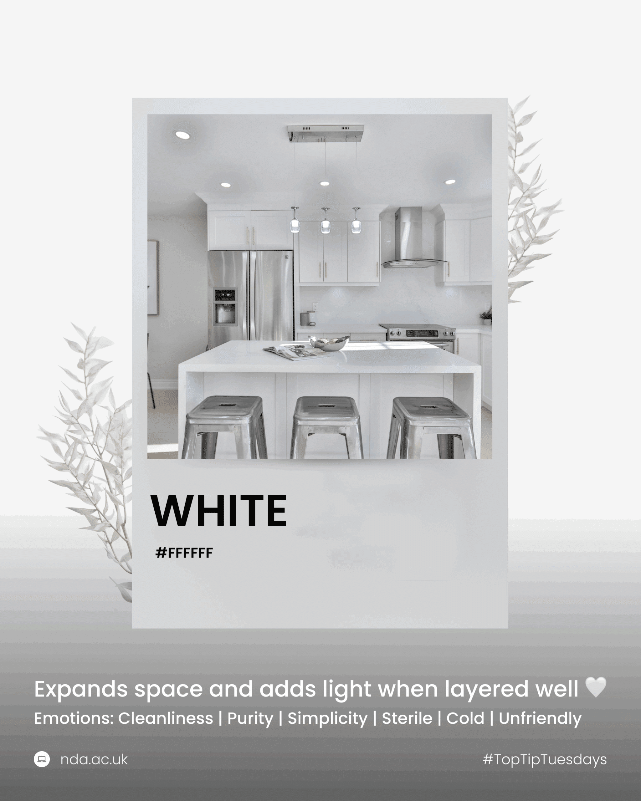 White adds light, clarity, and openness.