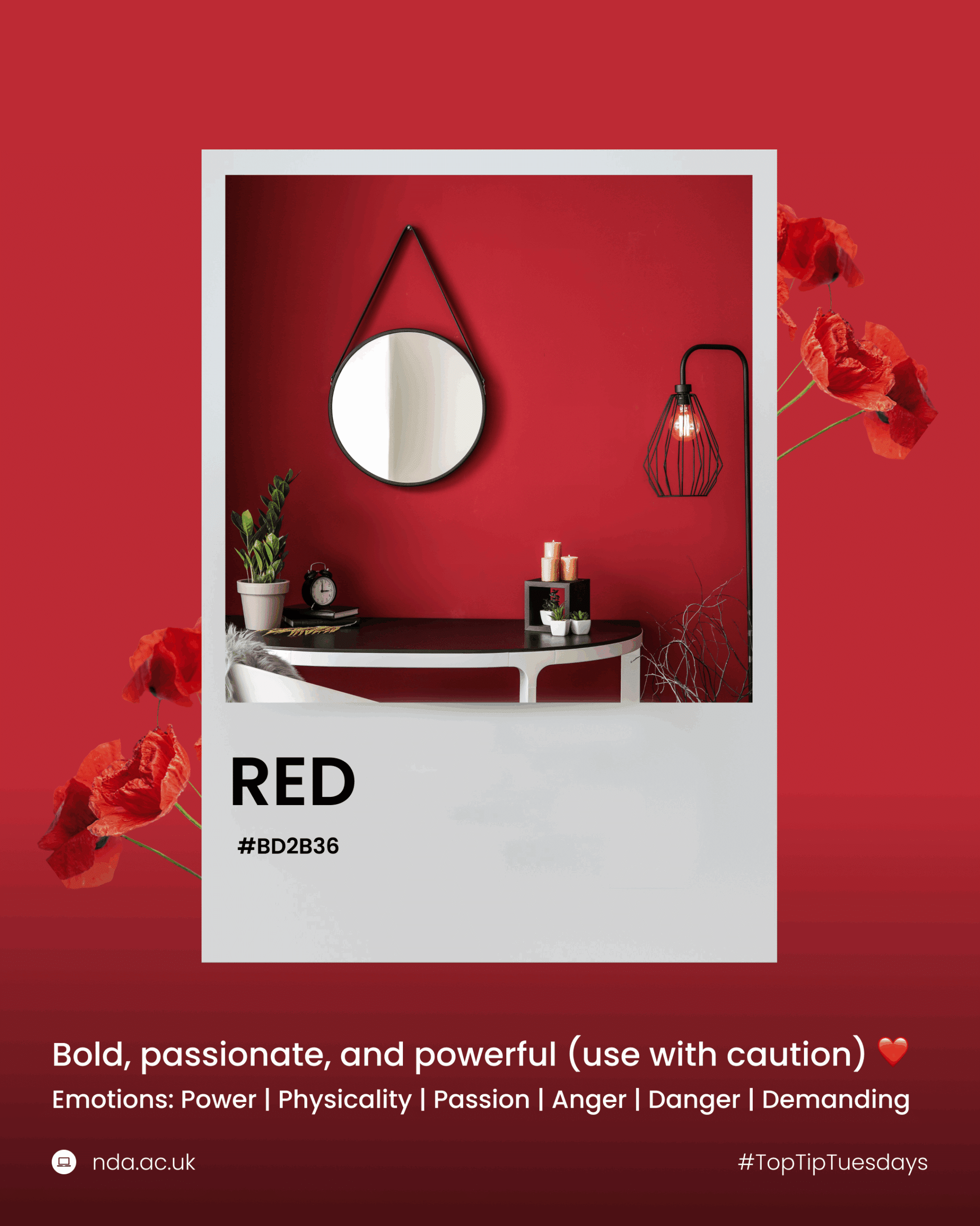 Red is bold, passionate, and intense.