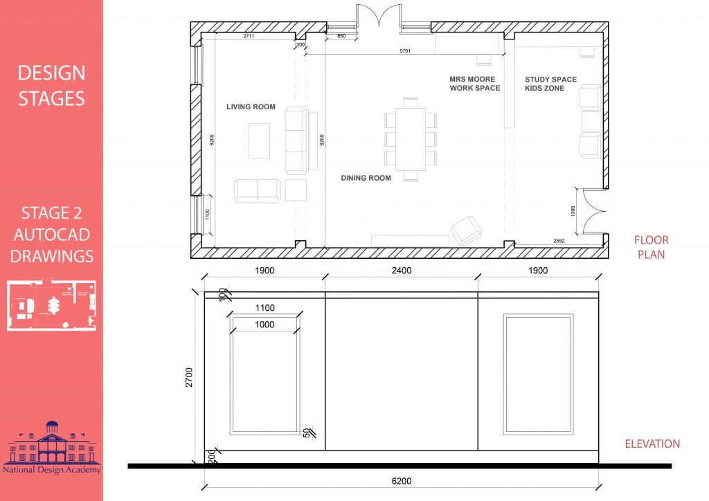 presentation drawing in interior design