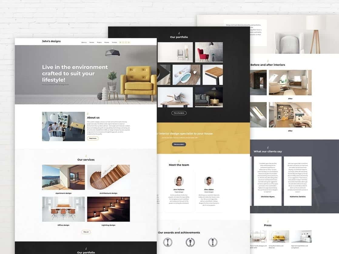 Wordpress interior design portfolio template